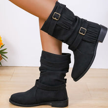 Load image into Gallery viewer, Women&#39;s Ankle Boots With Buckle Retro Combat Ankle Boots Fall Winter PU Leather Short Boots
