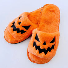 Load image into Gallery viewer, Halloween Jack-O-Lantern Soft Plush Comfort Slippers
