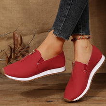 Load image into Gallery viewer, Ladies Front Zipper Pointed Toe Flat Elastic Shoes for Women
