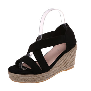 Women's Round Toe Wedge Strap Sandals