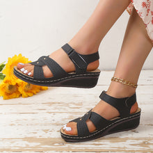 Load image into Gallery viewer, Women&#39;s Comfort Round Toe Wedge Sandals
