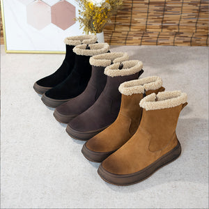 Women's Lamb Wool and Cotton Thick-Soled Short Boots