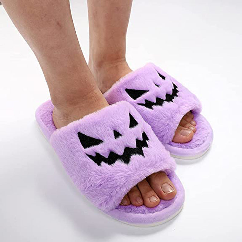 Halloween Jack-O-Lantern Soft Plush Comfort Slippers