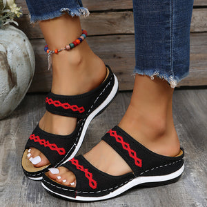 Stylish Wedge Cutout Comfortable Flat Slippers