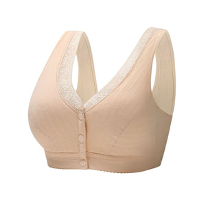 Soft Cotton Front Button Underwireless Tank Bra