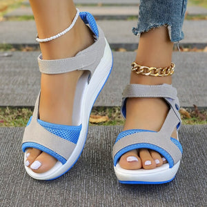 Sandals Women's Summer New Middle Heel Muffin Wedge Heel Fish Mouth Heel Women's Sandals