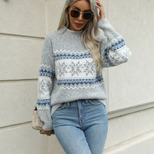 Load image into Gallery viewer, Women&#39;s Christmas Knitwear 2024 Long Sleeve Loose Half Turtleneck Snowflake Sweater for Women
