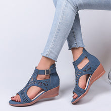 Load image into Gallery viewer, Women&#39;s Summer Hollow Wedge Buckle Comfortable Sandals
