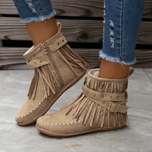 Load image into Gallery viewer, Women&#39;s Suede Fringe Drop Round Toe Flat Boots
