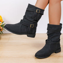 Load image into Gallery viewer, Women&#39;s Ankle Boots With Buckle Retro Combat Ankle Boots Fall Winter PU Leather Short Boots
