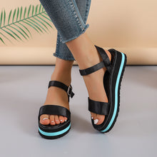 Load image into Gallery viewer, Women&#39;s Color Block Round Toe Buckle Sandals
