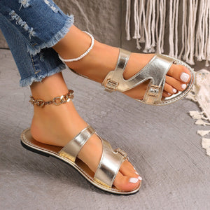 Women's Buckled Flat Open Toe Beach Sandals