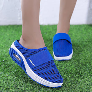 Women Daily Fly Knit Fabric Summer Air Cushion Mule Slippers