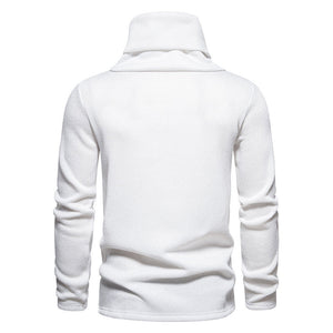 Men's Ribbed Knit Zipper Plain Stand Collar Pullover Sweater