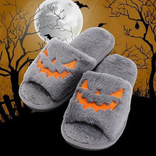 Load image into Gallery viewer, Halloween Jack-O-Lantern Soft Plush Comfort Slippers
