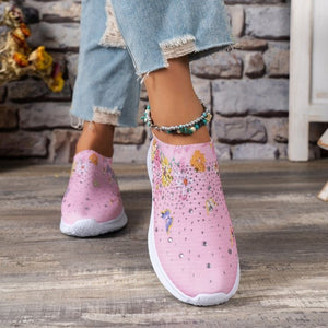 Women's Rhinestone Stretch Casual Breathable Sneakers