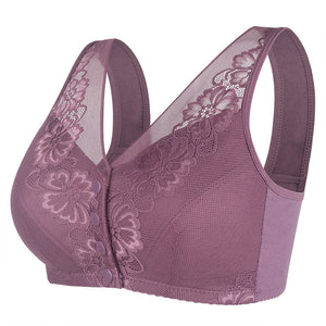 Ladies Cotton Lace Front Button Bra