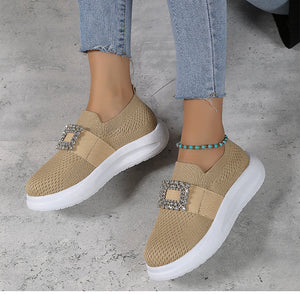 Women's Mesh Rhinestone Thick Sole Casual Shoes