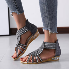 Load image into Gallery viewer, 2024 summer rhinestone wedge women&#39;s sandals
