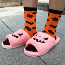 Load image into Gallery viewer, Halloween Jack-O-Lantern Soft Plush Comfort Slippers
