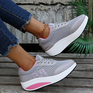 Autumn women's mesh thick-soled sports shoes