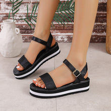 Load image into Gallery viewer, Women&#39;s Color Block Round Toe Buckle Sandals
