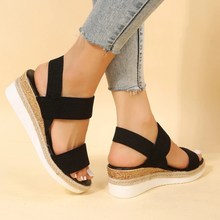 Load image into Gallery viewer, Stretch Peep Toe Casual Side Hollow Slope Bottom Sandals
