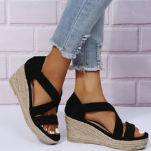 Load image into Gallery viewer, Women&#39;s Round Toe Wedge Strap Sandals
