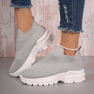 Women's Flyknit Mesh Rhinestone Casual Shoes