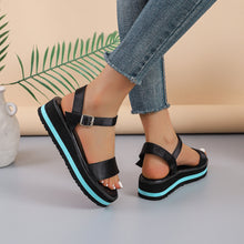 Load image into Gallery viewer, Women&#39;s Color Block Round Toe Buckle Sandals
