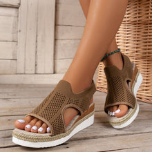 Load image into Gallery viewer, Womens Width Sandals Flat Wedge Heel Fly Weave Casual Hollow Beach Sandals
