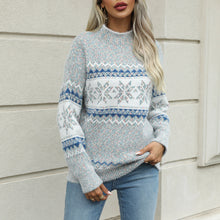 Load image into Gallery viewer, Women&#39;s Christmas Knitwear 2024 Long Sleeve Loose Half Turtleneck Snowflake Sweater for Women
