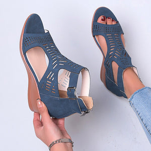 Women's Summer Hollow Wedge Buckle Comfortable Sandals