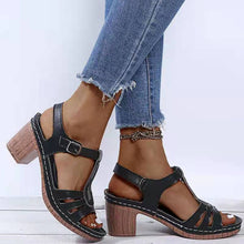 Load image into Gallery viewer, Summer women&#39;s metal buckle hollow high-heeled sandals
