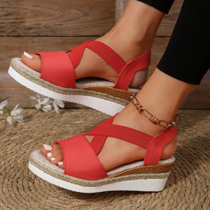 Summer Flat Wedge Heel Fish Mouth Casual Women's Sandals