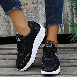 Autumn women's mesh thick-soled sports shoes