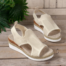 Load image into Gallery viewer, Womens Width Sandals Flat Wedge Heel Fly Weave Casual Hollow Beach Sandals
