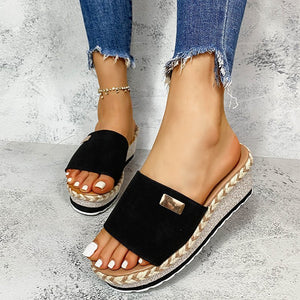 Women's summer new thick-soled wedge slippers