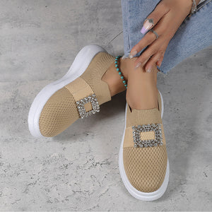 Women's Mesh Rhinestone Thick Sole Casual Shoes