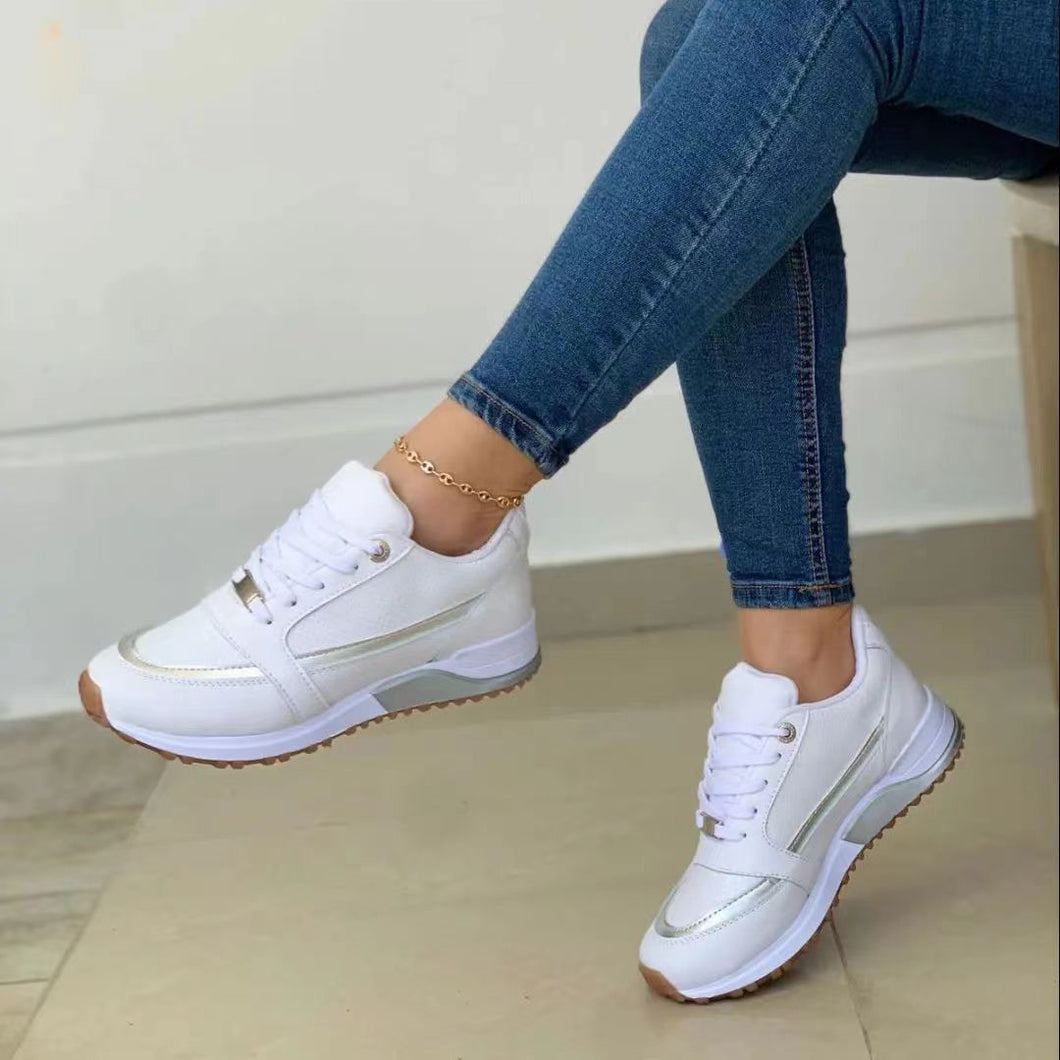 Crossover Lace Up Platform Walking Sneakers