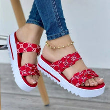 Load image into Gallery viewer, Platform Double Strap Bow Ladies Sandals
