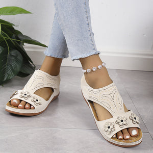 2024 New Retro Casual Flower Wedge Women's Sandals