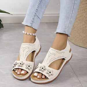 2024 New Retro Casual Flower Wedge Women's Sandals