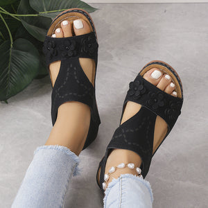 2024 New Retro Casual Flower Wedge Women's Sandals