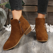 Load image into Gallery viewer, Women&#39;s Fashionable Low-heel Pointed-toe Boots In Brown Color With Double Zipper Design
