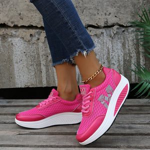 Autumn women's mesh thick-soled sports shoes