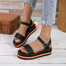 Load image into Gallery viewer, Women&#39;s Color Block Round Toe Buckle Sandals
