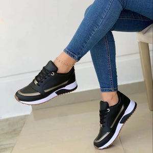 Crossover Lace Up Platform Walking Sneakers