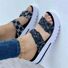 Load image into Gallery viewer, Platform Double Strap Bow Ladies Sandals
