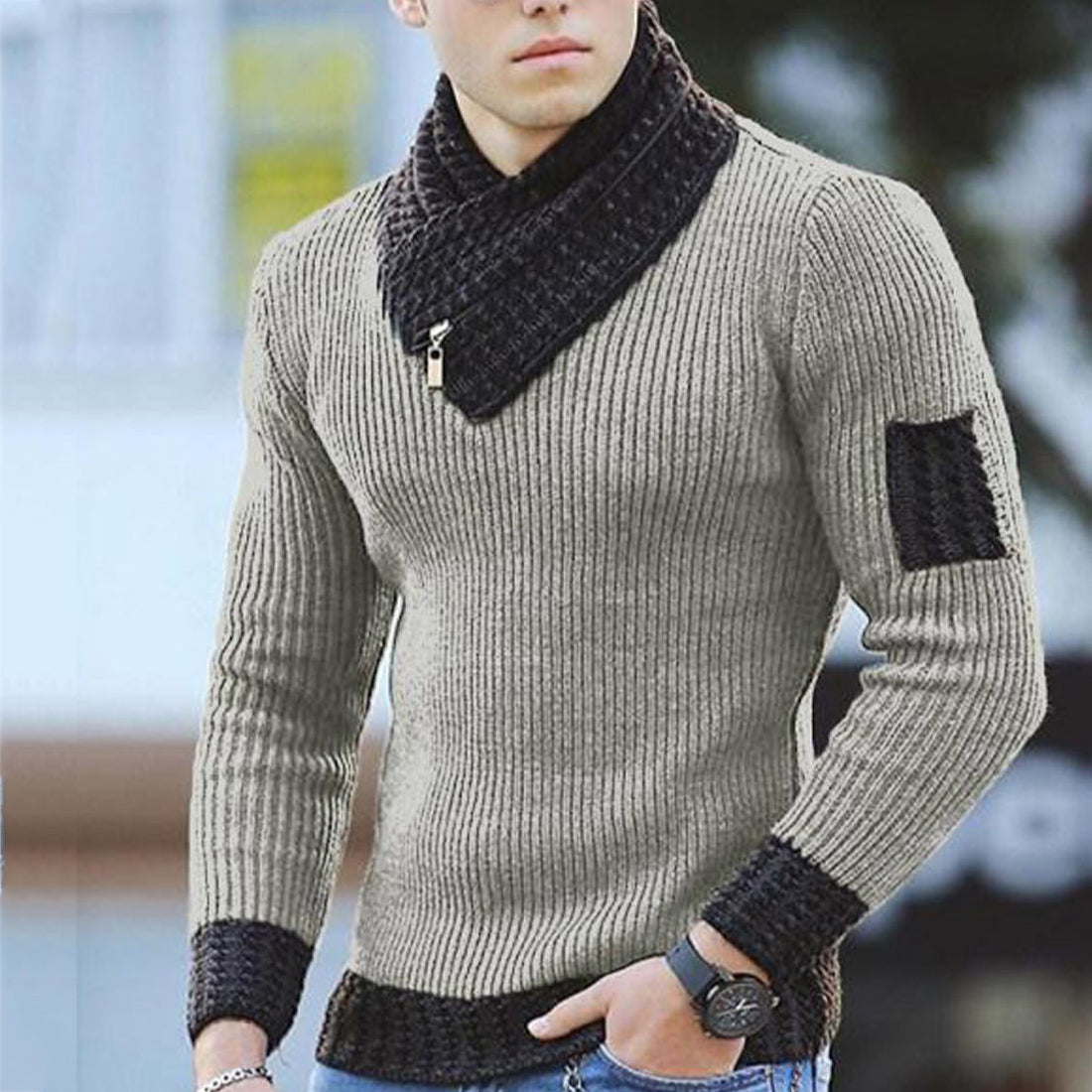 Men Turtleneck Winter Warm Cotton Pullovers Sweaters